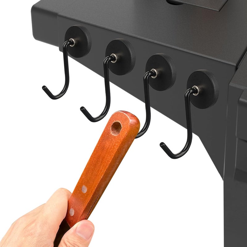 UNUSFIRE Smoker Grill Hooks 4 Pack Heavy Duty,Non-Slip Magnetic Hook for Grill Utensils,Strong Magnetic Hooks for Traeger Blackstone Pit Boss Camp Chef Z Grills BBQ Grill Accessories - Image 1